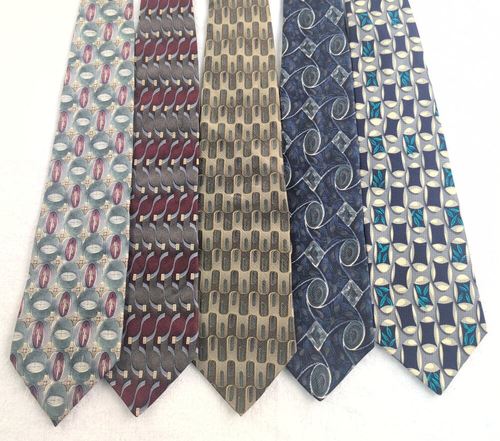 Vtg Lot (5) 100% Silk / Italian Silk Ties Reg (HenryGrethel-Zylos-nubio-Salem)